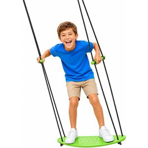 Swurfer Kick Stand Up Surfing Tree Swing Outdoor Swings for Kids Up to 200 Lbs - Hang from Up to 10 Feet High - Includes 24" SwingBoard, UV Resistant Rope, & Handles