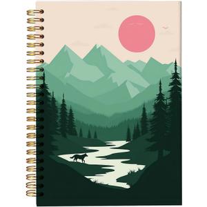 Boho Minimalist Mountain Notebook, Boho Gifts for Women, Nature Journal with Lined Pages, Aesthetic Forest Gift for Writers & Hikers, 5.5x8.3 Inch 270