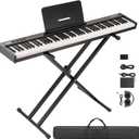 88 Key Full-Size Semi-Weighted Electronic Keyboard Piano, Portable Design with Headphones, Sustain Pedal, Stand, Power Adapter & Travel Case - Perfect for Beginners and Adult Players (Piano Set 1)