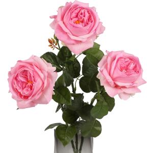 3PCS Pink Rose Artificial Flowers 23.62'' Real Touch Austin Roses with Long Stem Pink Fake Flowers 5.1'' Big Faux Peonies Flowers for DIY Flower Arrangement Home Wedding Party Decoration(Pink)
