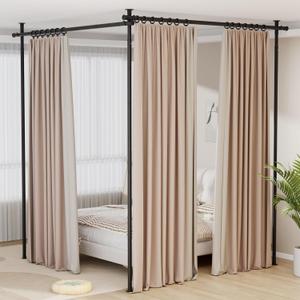 Mr IRONSTONE Room Divider Curtain Rod No Drilling, Partition Room Dividers 4-10ft(H) 28-144inch(W) Adjustable, Heavy Duty Tension Rod Floor to Ceiling Freestanding, Wall Divider for Room Separation