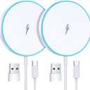 Magnetic Wireless Charger 15W 2 Pack Fast Mag Safe Charger for iPhone 16 Pro Max/16 Pro/16 Plus/16/15/14/13/12 Series Charging Pad for AirPods Series LED Magnet Charging Pad