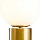 11 Inch Modern Gold Globe Table Lamp,Vintage Mid Century Round Table Lamp with White Glass Shade Metal Base for Bedroom Bedside Lamp Living Room End Table