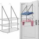 2 Pcs 3 Tier Sweater Drying Rack Flat Over The Door Folding Drying Rack Large Lay Laundry Hanging Dryer Mesh Clothes Dry Hanger for Apartments Dorms Bathrooms (Gray,26.5 x 18 x 34.5 Inch)