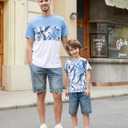 PATPAT Family Matching Outfits Mommy and Me Dresses Spaghetti Sleeveless Summer Vacation Hawaiian Dress and T-Shirts Sets (S)