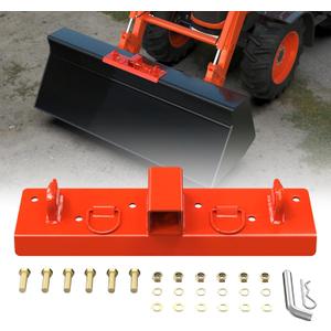 Tractor Bucket Hooks 1/4" Bolt On Grab Hooks and 2" Receiver Compact Tractor Bucket with 1/2" Shackles, D Rings Grab Hooks Tow Hook Mount for John Deere Tractor Bucket, RV, UTV, Truck Orange