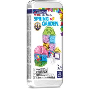 Magna-Tiles microMAGS 24-Piece Spring Garden Travel Set, The Original Magnetic Building Brand