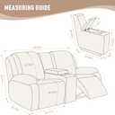 KinCam Loveseat Recliner Covers with Middle Console Slipcover, Recliner Sofa Covers 2 Seat Couch Cover Stripe Jacquard Furniture Protector Covers with Elastic Bottom for Kids, Pets (Vanilla)