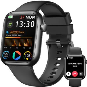 Smart Watch for Men Women(Answer/Make Call), 1.83" Fitness Watch with Heart Rate/Blood Pressure/Blood Oxygen, Pedometer, Sleep Tracker,120+ Sport Modes, IP68 Waterproof Fitness Tracker for Android iOS (Old Black)
