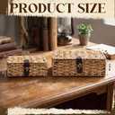 Novabright 2 Pcs Seagrass Storage Basket Box with Lid Decorative Box Storage Basket with Lid Rectangular Woven Shelf Baskets Bins for Coffee Table, Home Decor Organize Snack Toys(small+large)