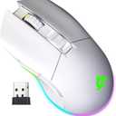 KLIM Blaze Rechargeable Wireless Gaming Mouse RGB + High-Precision Sensor & Long-Lasting Battery + 7 Customizable Buttons + Up to 10000 DPI + Wired and Wireless Mouse for PC Mac PS4 PS5 New 2024 White