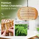2 Pack Boho Rattan Chandelier for Dining Room 5-Lights Farmhouse Chandelier, 19 Inch-round-2pc