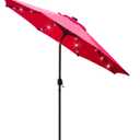 Sunnyglade 9' Solar LED Lighted Patio Umbrella with 8 Ribs/Tilt Adjustment and Crank Lift System (Red)