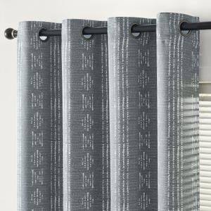 jinchan 95% Blackout Boho Curtains 63 Inch Length for Bedroom White on Grey Geometric Printed Grommet Top Room Darkening Thermal Insulated Window Drapes 2 Panels
