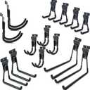 Slatwall Hooks 14 Pack, Heavy Duty Garage Wall Organizer, Multi-Size Hanging Hooks Compatible with Proslat, StoreWALL and HandiWall
