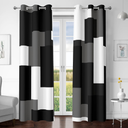 Black Grey 100% Blackout Curtains for Bedroom 63 inch Length 2 Panels Set White Grey Modern Abstract Geometric Black Out Curtains Insulated Room Darkening Window Drapes for Living Room, 42Wx63L