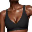 Vertvie Jelly Wireless Bras for Women Push Up Plunge Seamless T-Shirt Bras No Underwire Supportive Full Coverage Bralettes (X-Large, Airy Black)