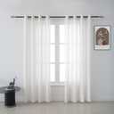 Natural Linen Curtains for Bedroom,Window Light Filtering Textured Curtains for Living Room,Farmhouse Sheer Linen Curtains  Length, 36" x 62"