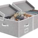 StorageWorks Extra Large Storage Bins with Lids, 55L Decorative Organizer with Divider Board, Fabric Boxes with Handles, Gray, 1 pack 