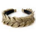 TOECWEGR Braided Headband WithTooth Wide Braid Messy Hair Hoop WomenFashion Hair Accessories (Dark gray light brown)
