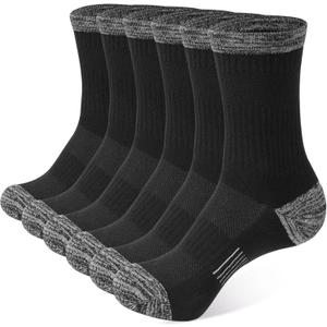 BUDERMMY Crew Socks for Women Hiking Athletic Running Walking Cushioned Compression Cotton Socks 6 Pairs | 9-11