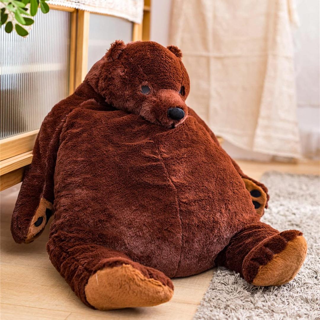 Djungelskog Bear Giant Simulation 100 cm Bear Toy Stuffed Animal Plush Doll Huge Cuddly Dark Brown Teddy Bear for Home Decoration Valentine's Birthday Gift, 39.3 in/100 cm