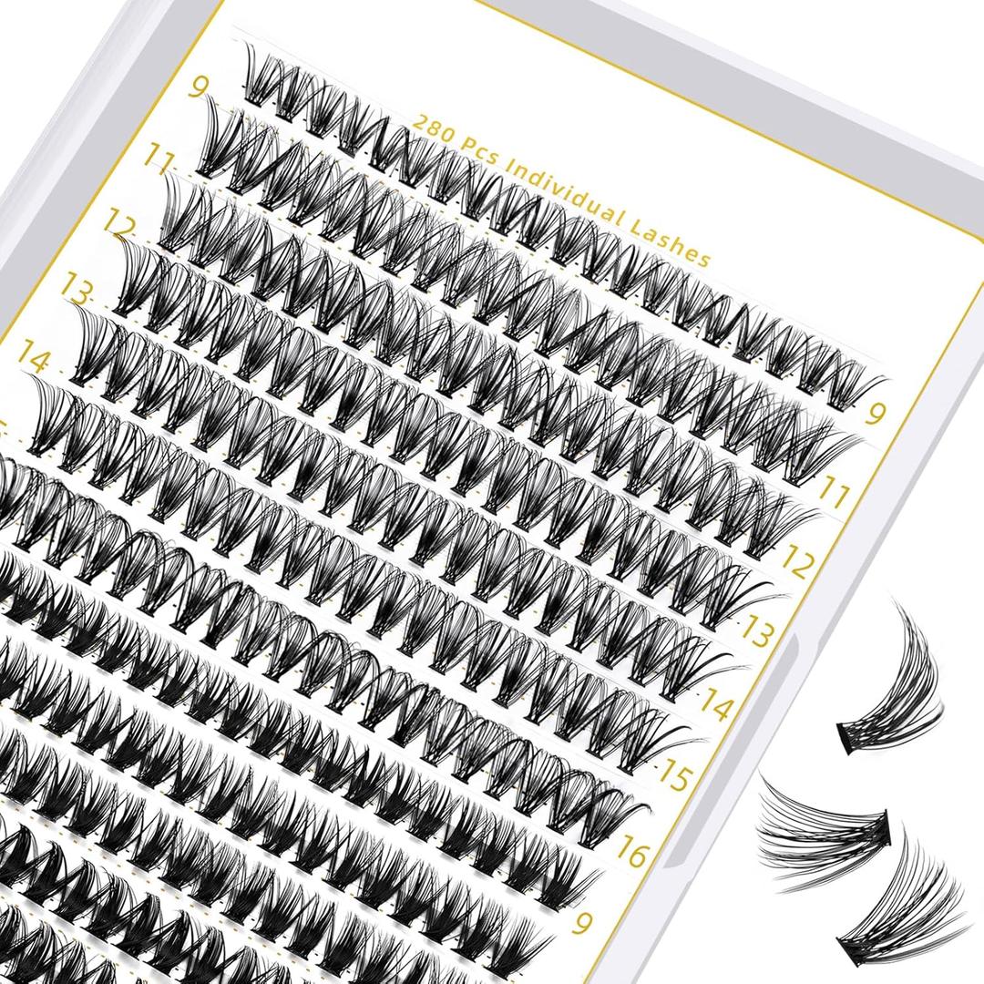 3 x B&Q Lash Clusters 30D 50D-C-9-16MIX LASH Individual 280 Clusters False Eyelash 9-16MIX Lash Clusters Extensions DIY Eyelash Extensions at Home (30D 50D,C-9-16MIX)
