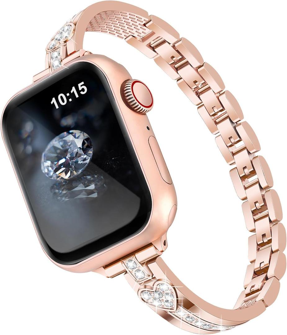VISOOM Love Bracelet Compatible With Apple Watch 40mm/38mm/41mm/42mm/44mm/45mm/46mm Series 11 10 9 8 7 SE Series 6 5 4 Band Women Metal Iwatch Wrap Jewerly Ape Watch Strap Slim Band Apple Watch 3 2 1