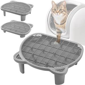 Litter Catching Step for Cat Litter Box, Litter Trap Stool for Automatic Litter Box Self Cleaning, Litter Collection Stairs, Litter Catcher Ramp for Old Geriatric Senior Cat or Kitten (Grey)