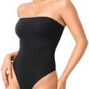 YEOREO Hyperflex Strapless Bodysuit Tube Top Off Shoulder Double Lined Thong Bodycon Slim Fit Summer Sexy Leotard Size S