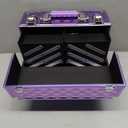 Frenessa Makeup Train Case 12 Inch Portable Cosmetic Case - 6 Tier Professional Makeup Storage Box Organiser Box Make Up Carrier with Lockable Keys Travel Case for Women and Girls - Purple