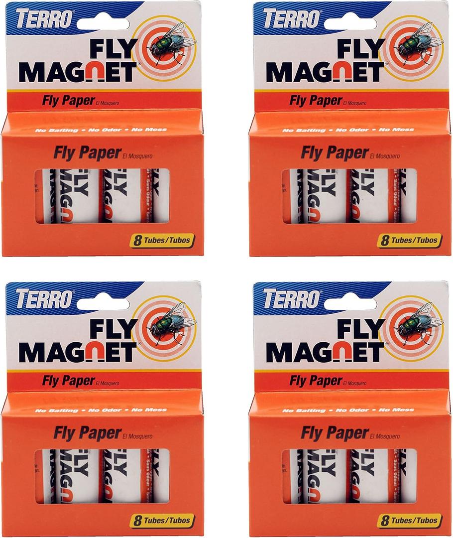 TERRO T518 Fly Trap Indoor Housefly, 4 Pack, Sticky Fly Trap Indoor Hanging