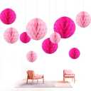 CC wonderland zone 12pcs Pink Paper Honeycomb Balls,Hanging Tissue Pom poms for Baby Shower Wedding Valentine's Day Engagement Birthday Party Decorations