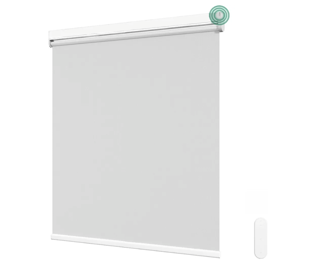 Allesin Motorized Roller Blinds with Remote Control for Windows, Blackout Smart Roller Shade, Battery Powered Electric Smart Blind (White 35" W x 72" H)