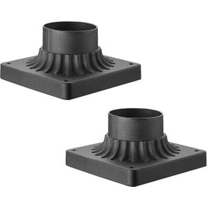 Emliviar Outdoor Post Light Mounting Bases 2 Pack - Cast Aluminum Pier Mount Base Adapter in Black Finish, 20069-2PK BK