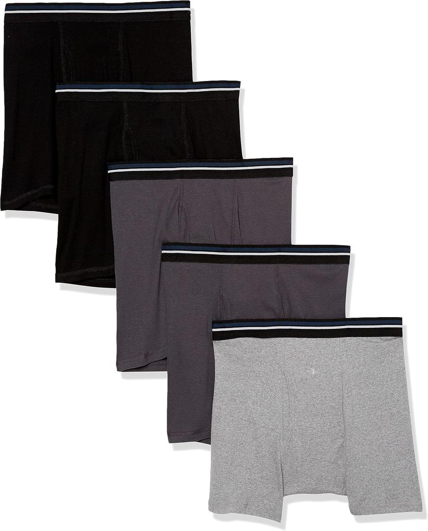 Amazon Essentials Men's Breathable Cotton Underwear Boxer Briefs, Tag-Free, Pack of 5 (5XL)