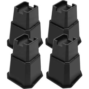 shouwuhho Bed Risers 8 inch, Furniture Risers Elevation in Heights 8 Inch Heavy Duty, Bed Lift Risers for Caster Wheels or Posts of Bed Table Couch, Support up to 6000 lbs, Black, 4 Pack
