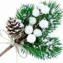 10 Pcs White Berry Stems - Christmas Picks and Sprays,Artificial Pine Branches Pine Cones for Decorating,Christmas Greenery Tree Wreath Floral Picks,Birthday Wedding Christmas Decorations