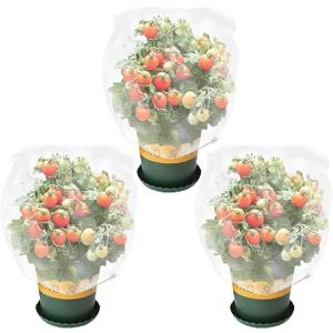 3 Pack Plant Barrier Net Mesh with Drawstring, Tomato Protective Cover Garden Plant Barrier Bag (3.5X2.3 Ft)