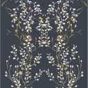 HAOKHOME Floral Wallpaper Peel and Stick Vintage Navy/Beige/Olive Green Damask Wall Paper Renter Friendly Contact Paper 17.7in x 9.8ft