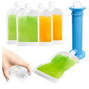 Newmemo 6PCS Reusable Baby Food Pouches Filler Kit Baby Food Pouch Maker for Applesauce Yogurt Smoothie Refillable Fruit Puree Pouch Filling Station Portable Juice Puree Squeezer Storage Bags for Todd
