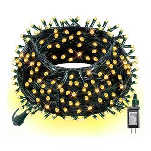Dazzle Bright 300 LED Christmas String Lights, 100 FT Connectable Waterproof String Lights Green Wire with 8 Modes, Christmas Decorations for Indoor Outdoor Xmas Party Yard Garden (Warm White)