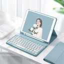 Kindle Fire HD 10 Keyboard Case 2021: Detachable Round Keys Folio Case for Women & Kids (Teal)