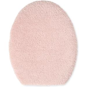TOWN & COUNTRY EVERYDAY Ultra Plush Solid Tufted Toilet Lid Cover, Soft and Absorbent, Non-Slip Cover, Machine Washable, Blush, 18"x19"