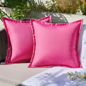 EMEMA Pack of 2 Pink Outdoor Pillows Waterproof 18x18 Inch Decorative Solid Broadside Square Throw Pillow Covers Outside Pillowcase for Patio Furniture Sunbrella Outdoor Pillows for Balcony Decor