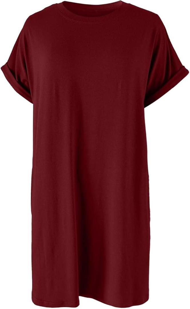 ANRABESS Womens Summer Maxi Dress Short Sleeve Casual Loose Long T Shirt Dresses Split Vacation Beach Sundress Travel Outfits,(pack of 2, XXL)