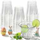 9 oz Clear Plastic Cups Plastic Disposable Cups for Cocktail 50 Pack Fancy Cocktail Cup for Party Stemless Wine Glasses for Easter Wedding Party Graduation Birthday