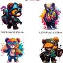 8 x 4 Sheets Bear Iron on Transfers Patches Stickers for Clothing Designs Cool Bear Iron on Patches Decals DIY Cartoon Animal Graffiti Heat Vinyl Transfer Stickers for T Shirts Bag DIY Crafts Decorative