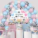 Jollyboom Cow Gender Reveal Decorations, He or She what will be Backdrop Balloons Garland Kit for Cow Theme Gender Reveal Cowgirl Cowboy Baby Shower Party Decorations