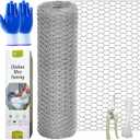 Chicken Wire Fencing, 24 Rifny 16.5 Inch x 60 Feet Chicken Wire Mesh Roll for Garden Plants, 0.6 Inch Mesh Hexagonal Galvanized Metal Poultry Wire Netting for Chicken Coop Rabbit Dogs Barrier